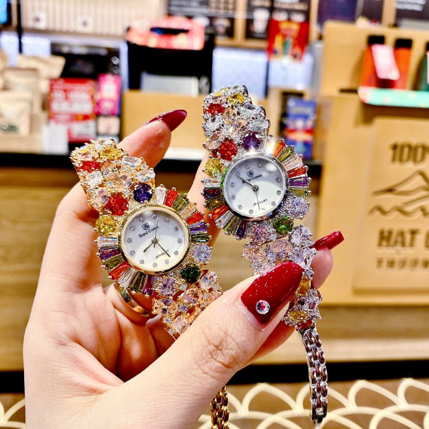 Đồng hồ nữ dây thép thời trang đeo tay chống nước R0yai Cr0wn size 33mm fullbox