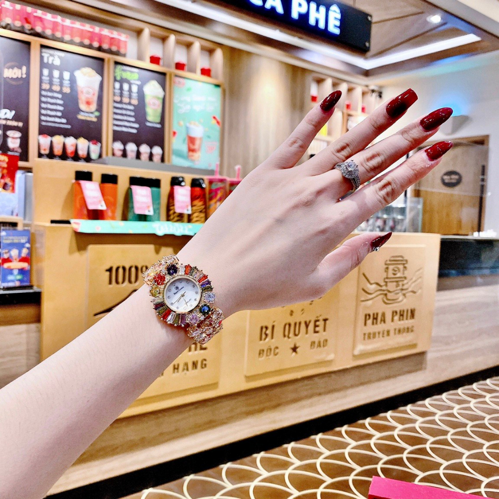 Đồng hồ nữ dây thép thời trang đeo tay chống nước R0yai Cr0wn size 33mm fullbox