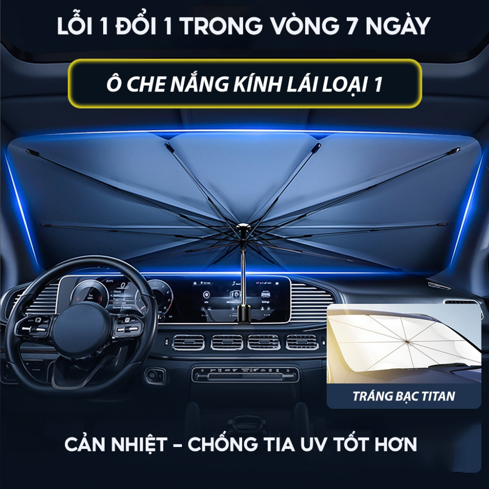 Ô Che Nắng Ô Tô JIASHI Dù Che Nắng Kính Lái Ô Tô Phủ Bạc Titan Cao Cấp Chống Tia UV Bảo Hành 6 Tháng OCK01