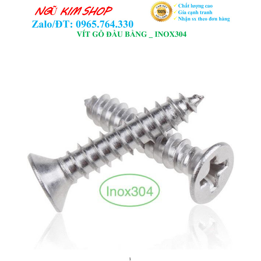 VÍT BẮT GỖ ĐẦU BẰNG 4Ly _ INOX304