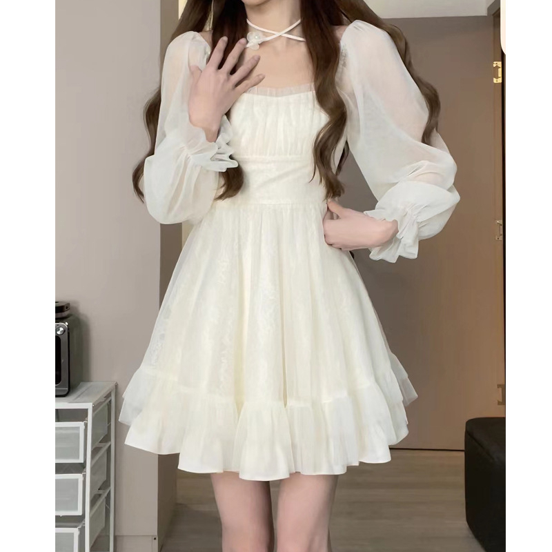 Đầm Váy Dự Tiệc Wyne Tay Bèo Tiểu Thư, Đầm Váy Babydoll Trắng Kiểu Nữ 3 Lớp Phong Cách Ngọt Ngào