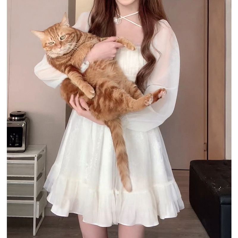 Đầm Váy Dự Tiệc Wyne Tay Bèo Tiểu Thư, Đầm Váy Babydoll Trắng Kiểu Nữ 3 Lớp Phong Cách Ngọt Ngào