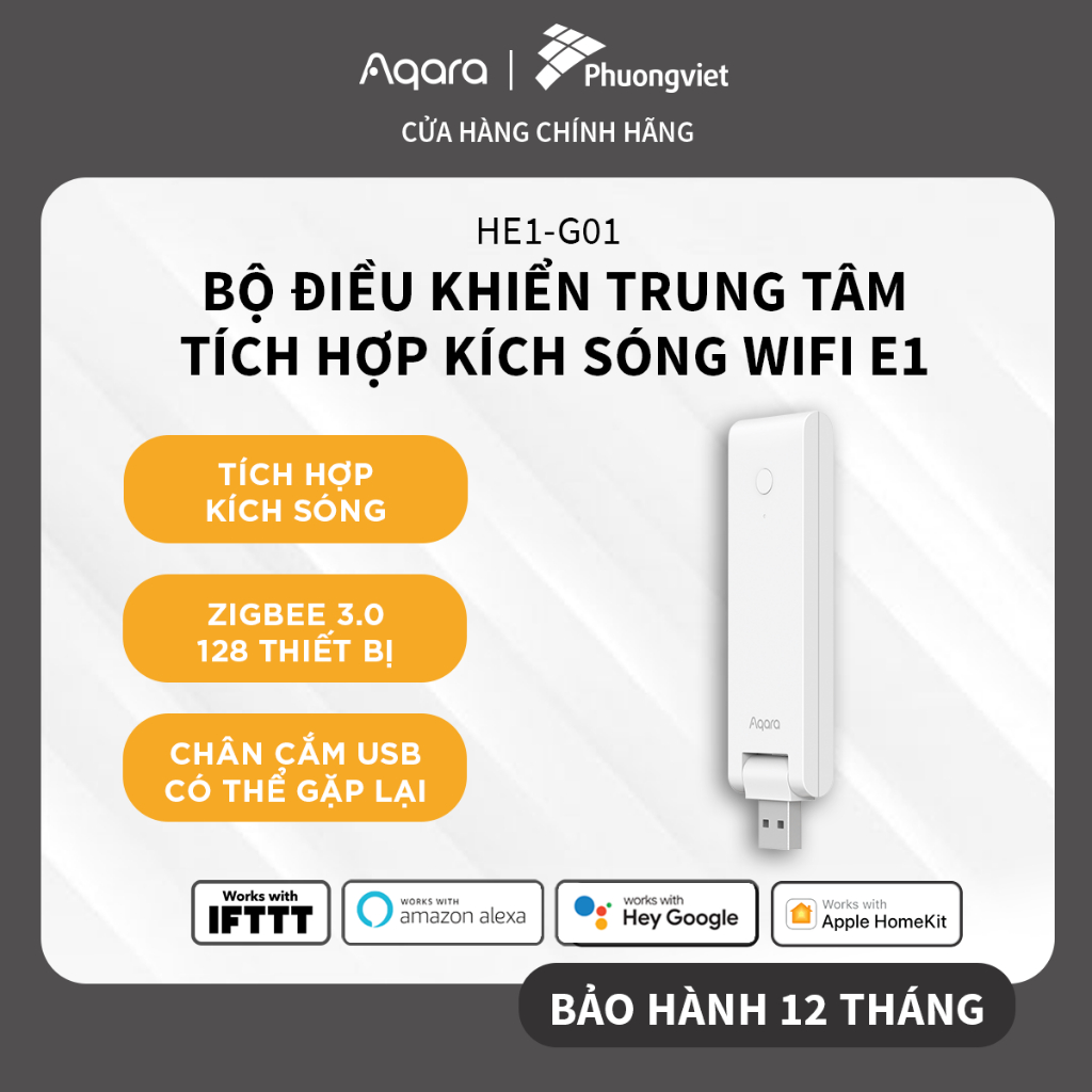 Aqara Hub E1 bản Quốc Tế - Kích sóng Zigbee 3.0 dạng USB nhỏ gọn, có thể gập lại, hỗ trợ Apple Homekit