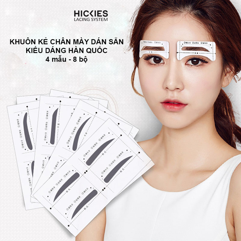 Bộ 8 Khuôn Kẻ Chân Mày Dán sẵn kiểu dáng Hàn Quốc cho người mới tập trang điểm - hickies lacing system