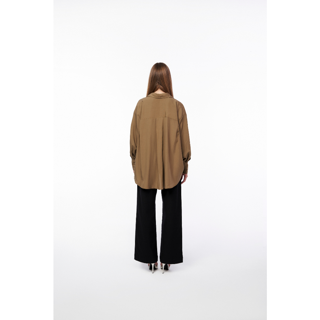 Áo sơ mi nữ tay dài vải kate mềm, là min - OLIVE OVERSIZED SHIRT