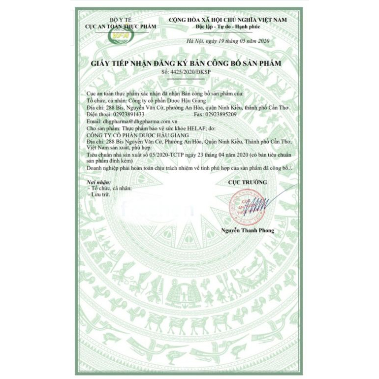Helaf DƯỢC HẬU GIANG - hỗ trợ thanh nhiệt, giảm táo bón, hộp 50 viên