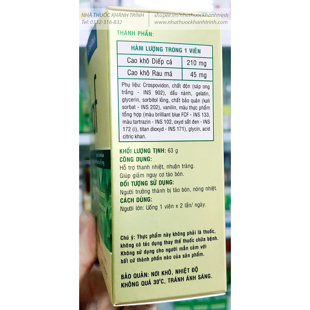 Helaf DƯỢC HẬU GIANG - hỗ trợ thanh nhiệt, giảm táo bón, hộp 50 viên