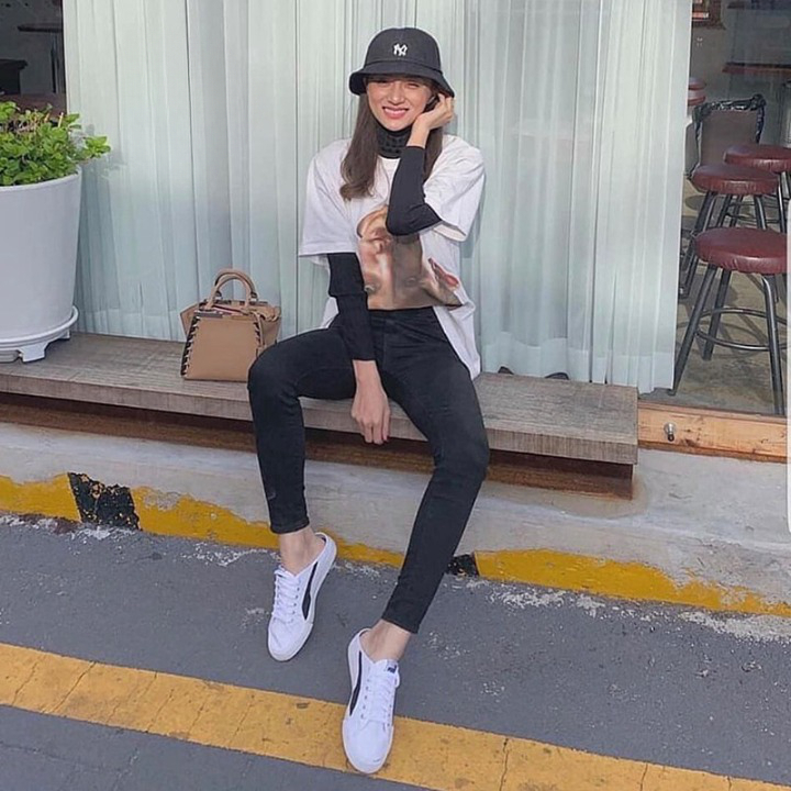 Giày đạp gót PM Bari trắng và đen - Sục PM bản chuẩn size hot dành cho nữ hàng mới 100% full box