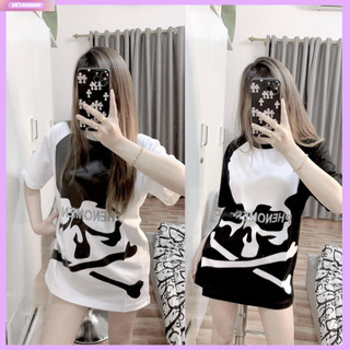 Áo thun rộng nữ hình bộ xương, áo phông rộng xương thời trang 2 màu đen trắng cá tính