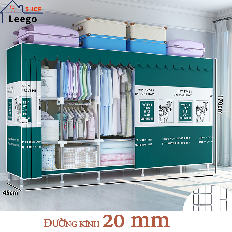 Leego 20 mm Tủ quần áo tủ vải đựng quần áo tủ quần áo sắt Khung thép không gỉ