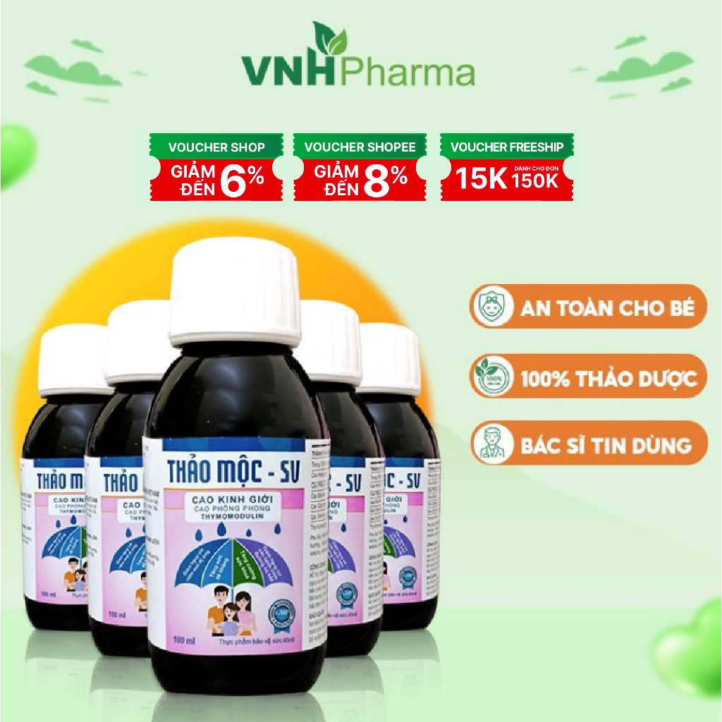 Combo 5 Chai Siro Thảo Mộc SV Cao Kinh Giới - Giảm Ho, Tăng Sức Đề Kháng, Giảm Viêm Đường Hô Hấp, Viêm Mũi Dị Ứng