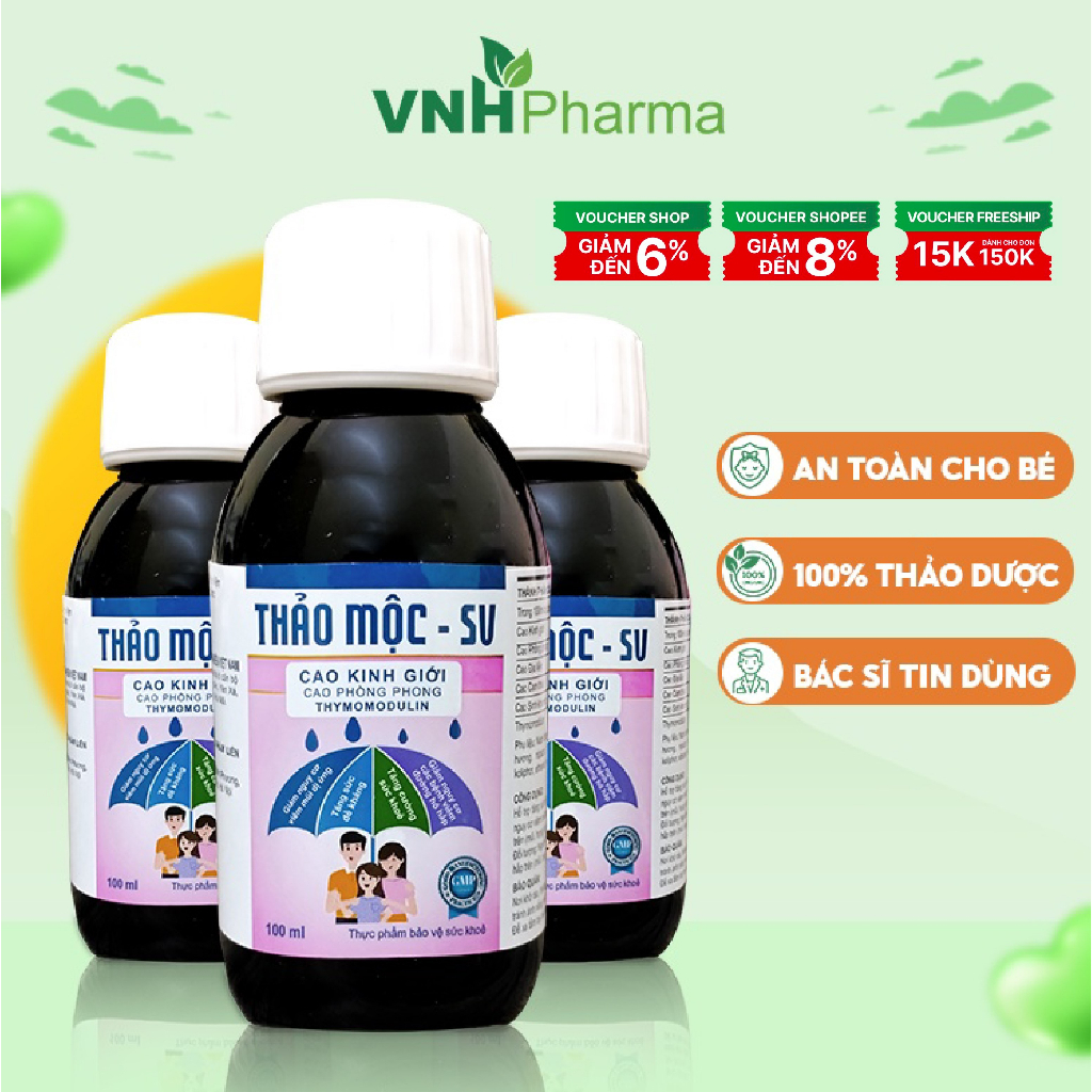 Combo 3 Chai Siro Thảo Mộc SV Cao Kinh Giới - Giảm Ho, Tăng Sức Đề Kháng, Giảm Viêm Đường Hô Hấp