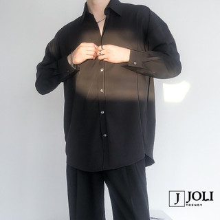 Áo Sơ Mi Dài Tay Unisex Form Rộng Trơn Basic Chất Lụa Mềm Mịn Chống Nhăn By JOLI Dành Cho Nam Nữ
