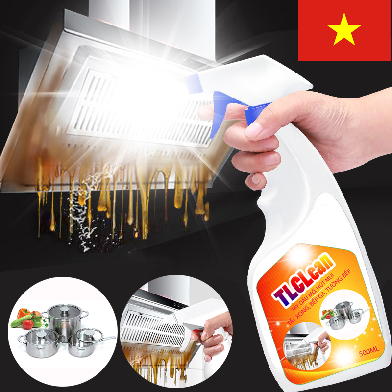 Xịt tẩy dầu mỡ máy hút mùi, tẩy dầu mỡ nhà bếp, mặt bếp, xoong nồi TLClean 500ml