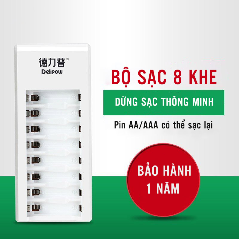 Bộ sạc pin thông minh DeliPow 018/805/405 cao cấp sạc pin AA/AAA
