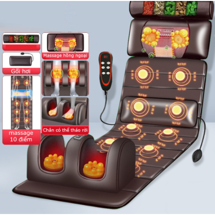 Đệm Massage toàn thân kèm đệm massage chân Alota N23 3D 12 điểm, thảm ghế mát xa rung, làm ấm, dụng cụ phục hồi sức khỏe