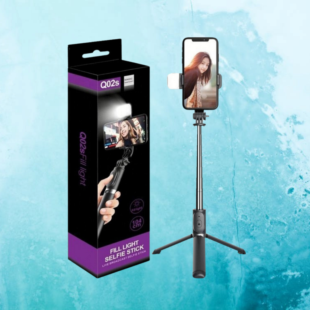 Gậy Chụp Ảnh 3 Chân Q02s Có Đèn Led, Remote Bluetooth - Gậy Selfie Chất Lượng Cao - Gậy Tự Sướng Lỗi 1 Đổi 1 7 Ngày