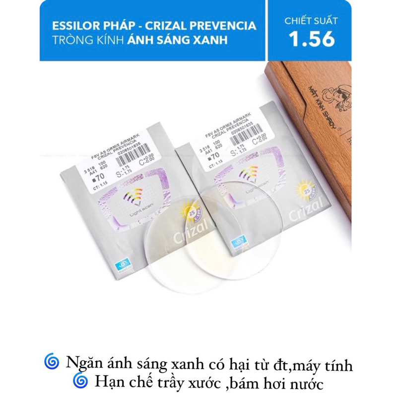 Tròng kính LOẠN+CẬN chống ánh sáng xanh,chống tia UV,nano,bluecut Jelly eyewear