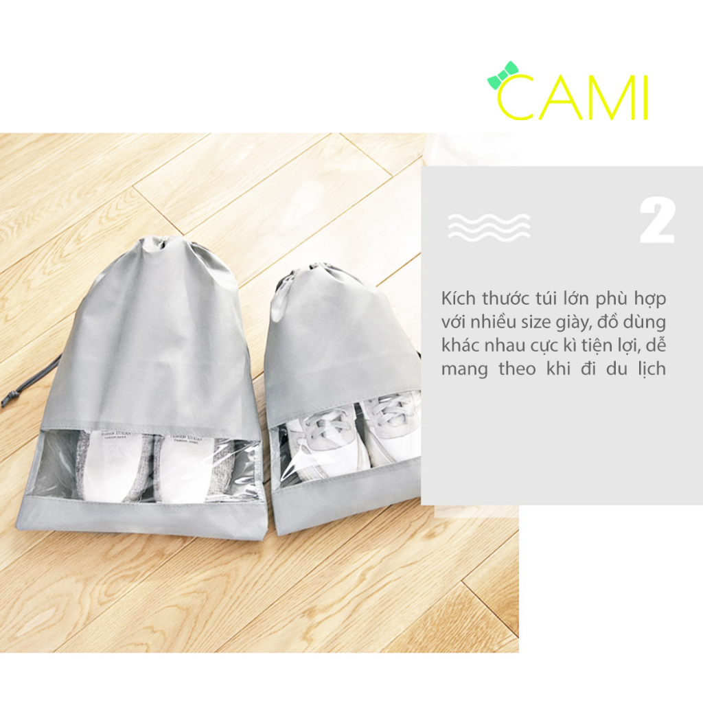 Túi đựng giày, thiết kế dây túi tiện lợi, màu sắc đa dạng, chống bụi bẩn, chống nước cho giày, dép - Cami - CMPK352