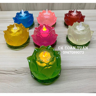 Đèn thờ búp sen nến sử dụng pin, đèn nến hoa sen trang trí bàn thờ