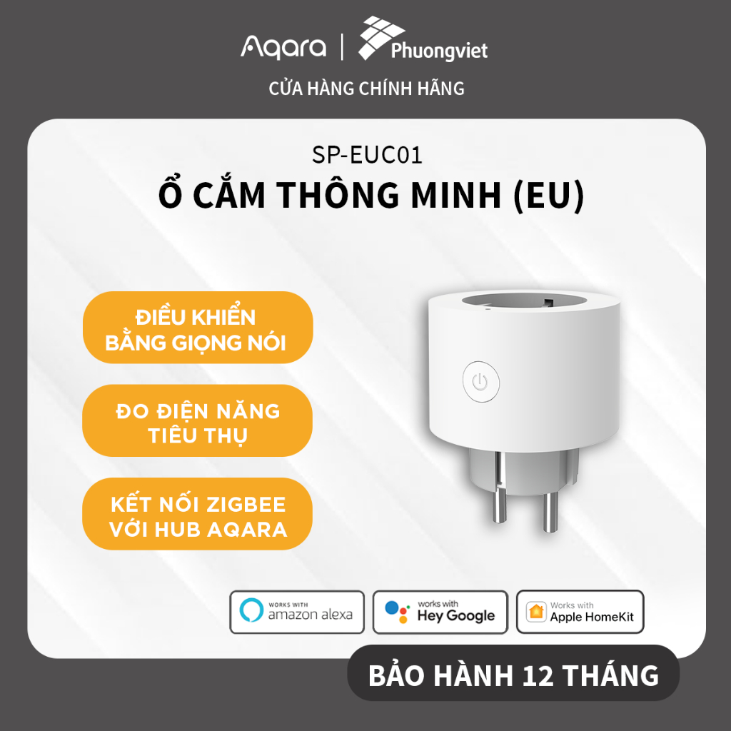 Ổ Cắm Thông Minh Tiêu Chuẩn EU AQARA Zigbee Smart Plug SP EUC01 - Cần Aqara Hub Để Kết Nối - Hàng Chính Hãng BH 12 Tháng