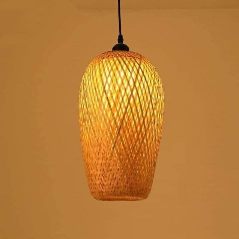 Đèn tre 2 lớp hình nhót(đk 22cm x cao 36cm)