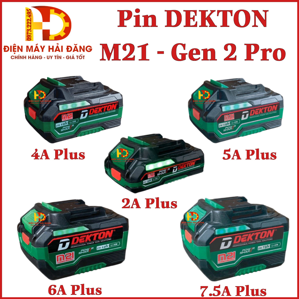 Pin DEKTON M21 Gen2 pro Chân pin phổ thông vỏ chống cháy.2A/4A/5A/6A - Pin dekton chính hãng cao cấp. Bh 6T