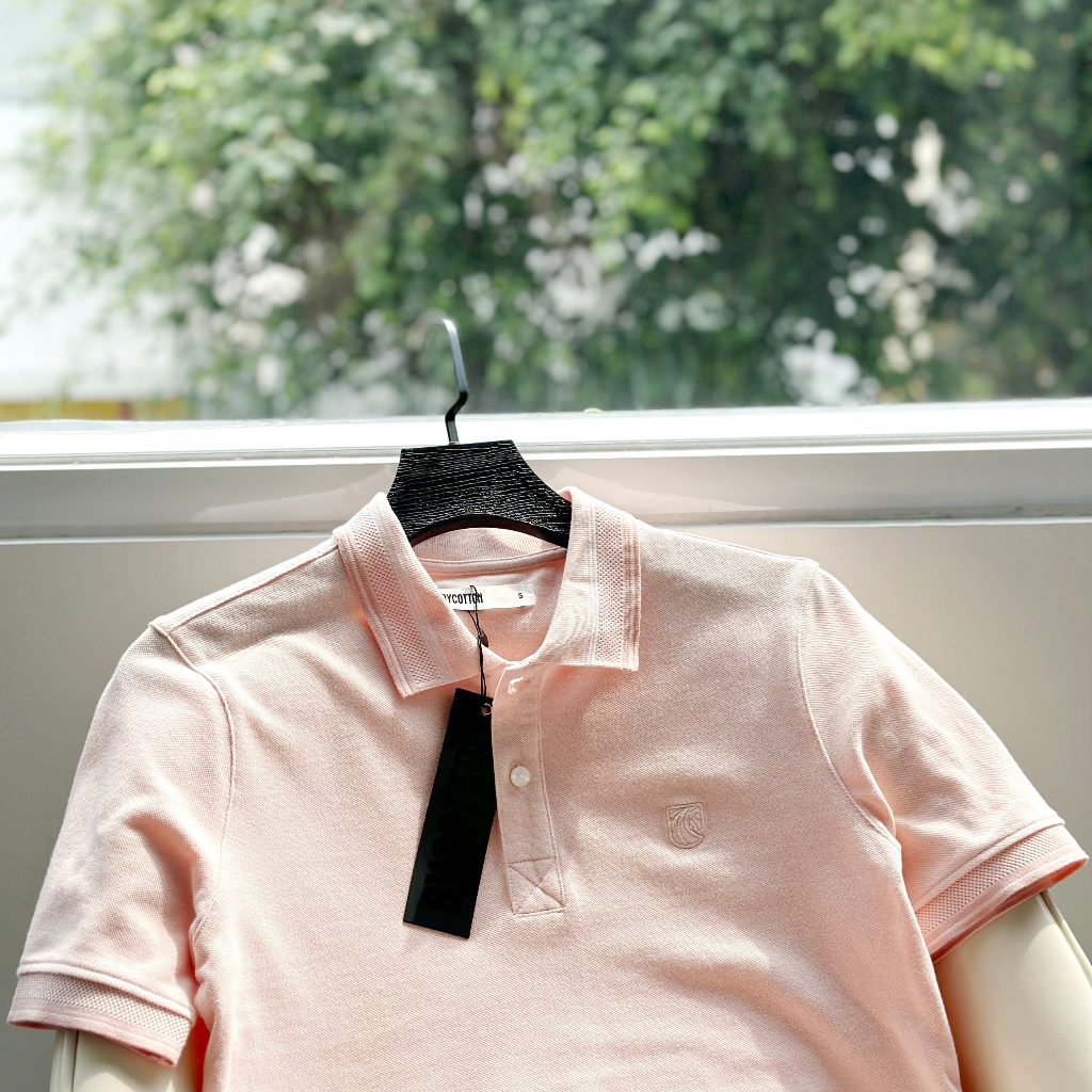 Áo Thun Nam Cao Cấp Polo Premium Basic Pink Bo Tổ Ong BY COTTON