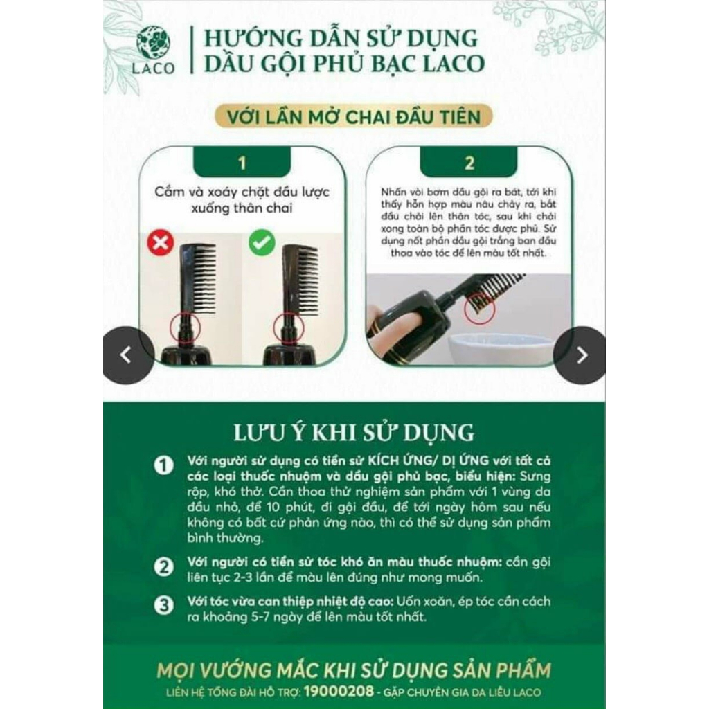 Dầu Gội Phủ Bạc Laco 9 phút nhuộm tóc thảo dược