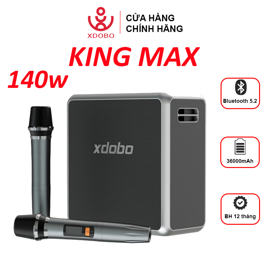 Loa Karaoke Bluetooth 5.2 Xdobo King Max Công Suất 140W, Chống Nước IPX6, Hỗ Trợ Hát Karaoke, Thẻ TF, USB, Jack AUX