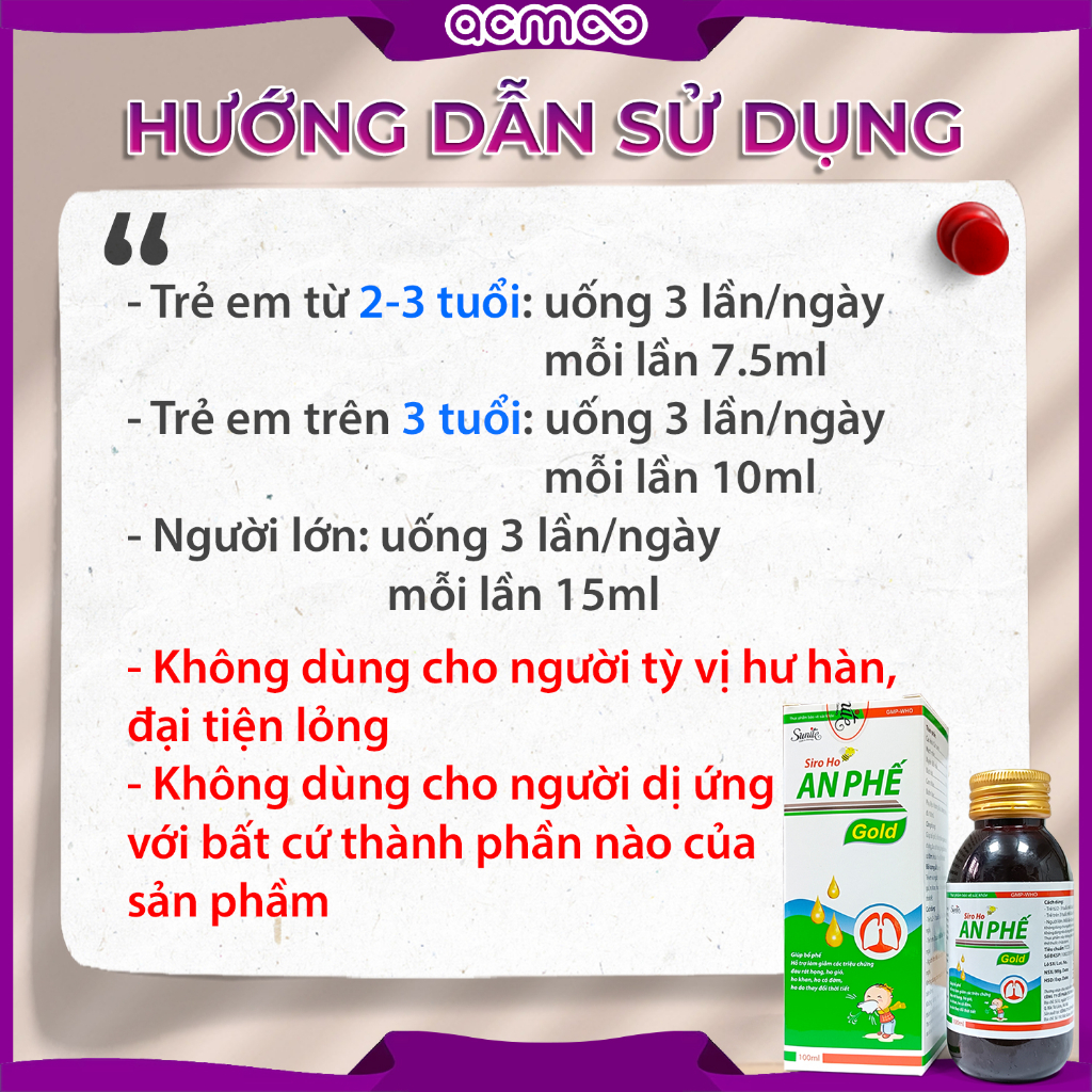 Siro ho An Phế giảm ho tiêu đờm cho trẻ và người lớn