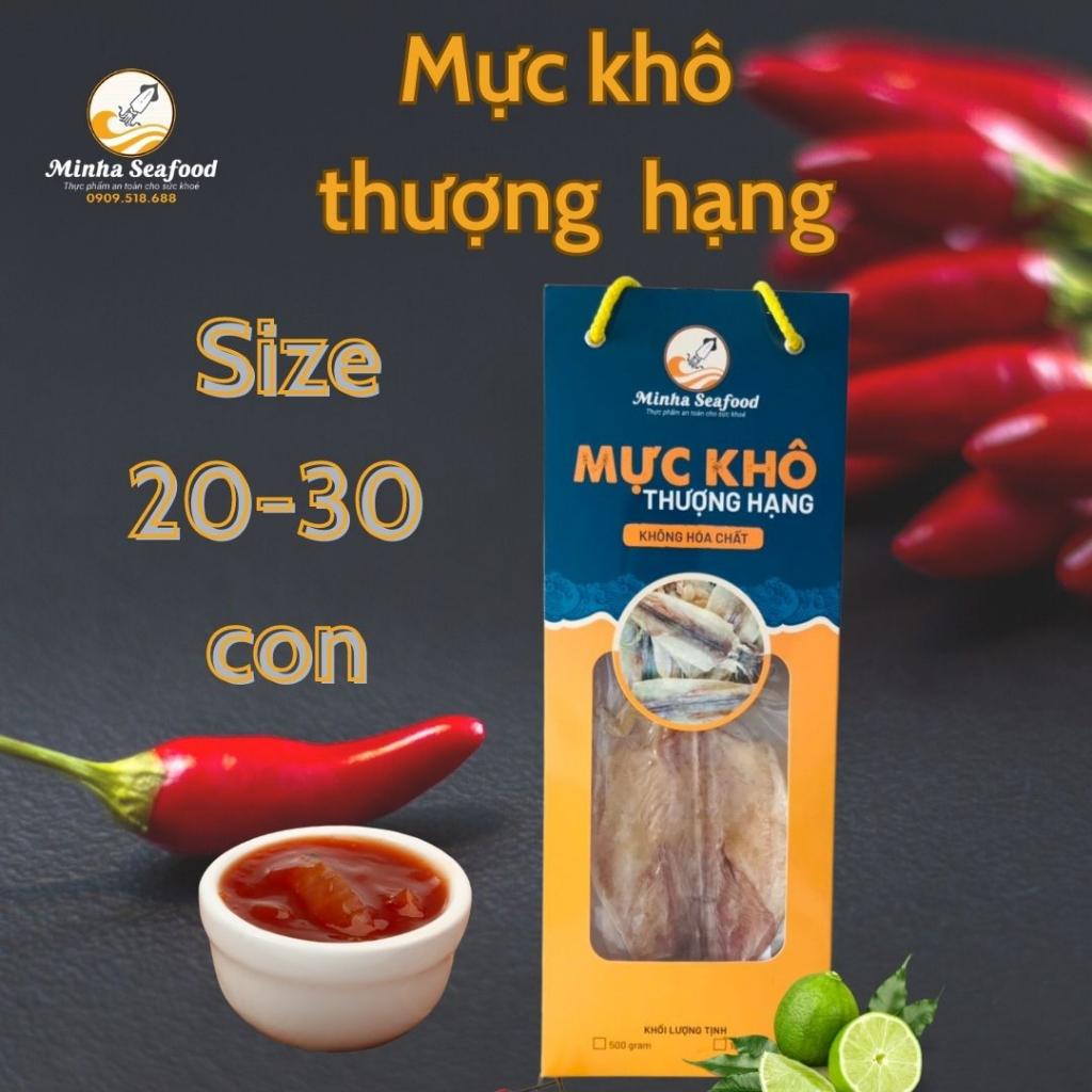 Mực Khô Size 20-30 Con MinHa Seafood Mực Chuẩn Loại 1 Đặc Sản Vũng Tàu