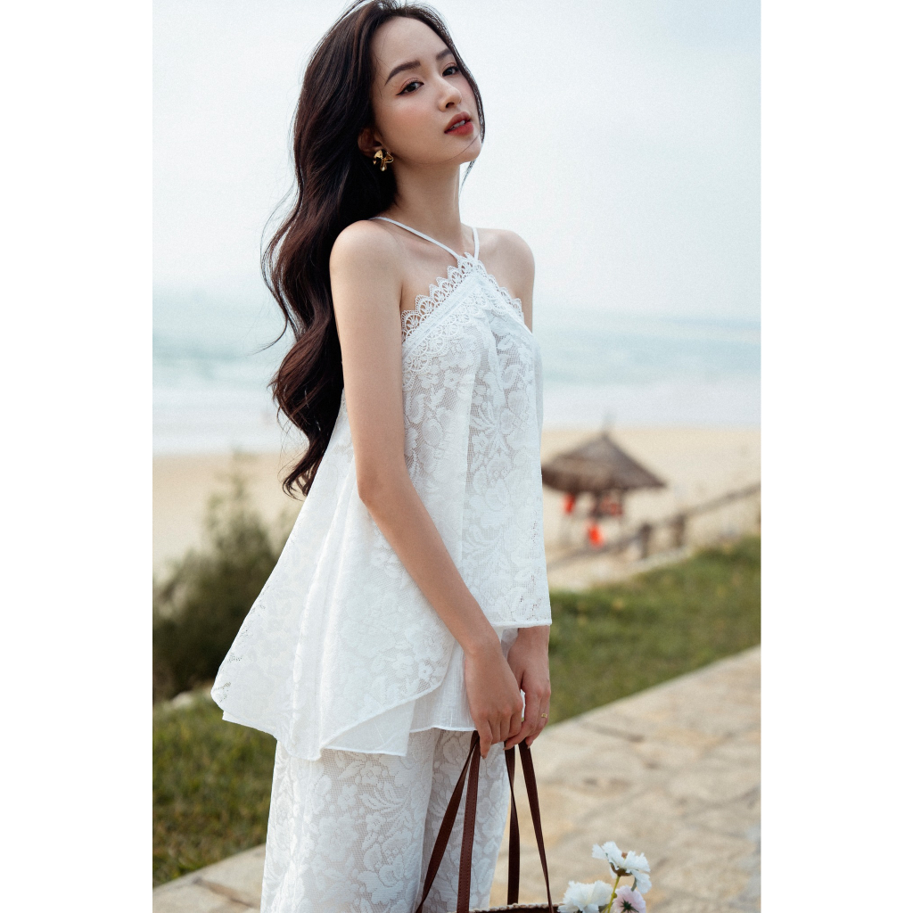 Quần suông gấu phối ren thời trang TIINSTORE Q0D156