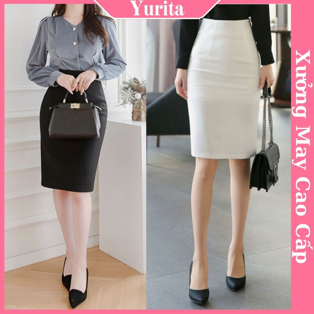 Chân Váy Bút Chì Cao Cấp Dáng Dài YURITA Ôm Body Cạp Cao Lưng Thun Màu Đen CV003 Chất Vải Umi Co Giãn 4 chiều Xẻ Sau