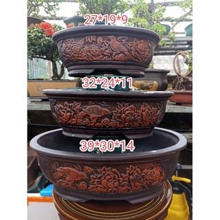 Bộ 3 chậu ovan cảnh chim hoa phú quý