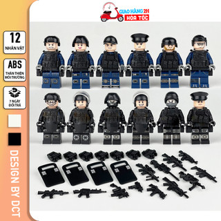 Bộ đồ chơi lắp ráp cảnh sát 12 nhân vật, nhân vật lính swat kèm đủ phụ kiện đồ chơi cho bé
