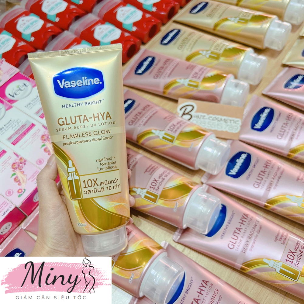 Sữa dưỡng thể Vaseline Gluta HYA ban ngày và ban đêm Vaseline Healthy Bright Gluta HYA Serum 10X