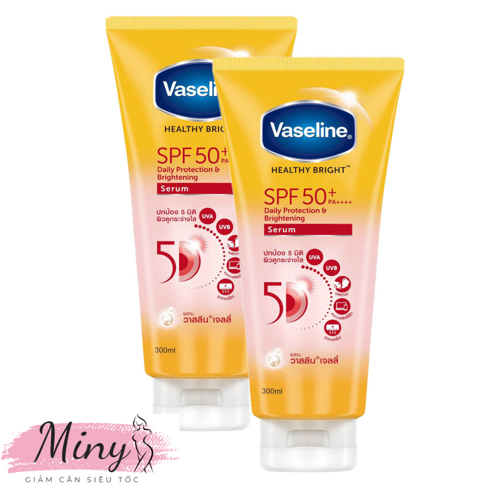 Serum chống nắng cơ thể Vaseline 50x bảo vệ da với SPF 50+ PA++++ giúp da sáng hơn gấp 2X 300ml
