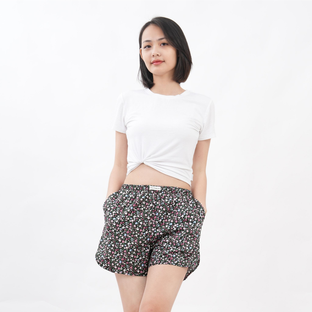 Quần đùi nữ mặc nhà vải cotton lưng thun