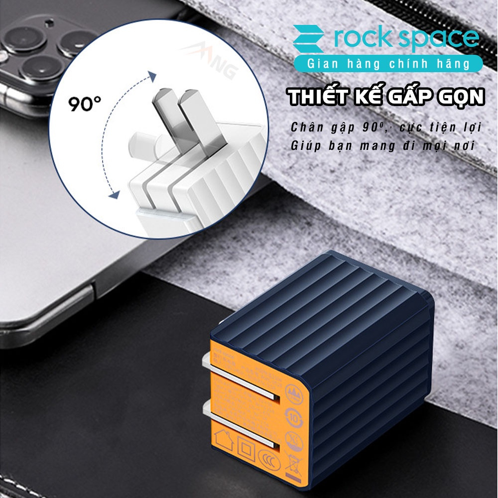 Củ sạc nhanh Rockspace T66 22.5W chuẩn PD cổng USB-TypeC không nóng máy hàng chính hãng - bảo hành 12 tháng