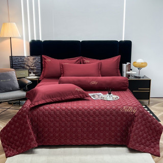 Bộ chăn ga lụa silky chăn chần bông lồng ruột 5 món cao cấp SHOP MH2T