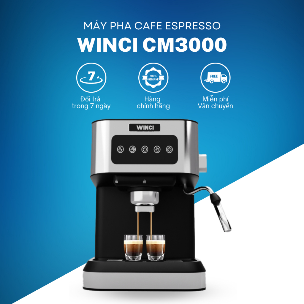 Máy pha cafe espresso Winci CM3000 tự động, công nghệ Ý (Italia), Hàng chính hãng, Bảo hành 12 tháng - TVS06