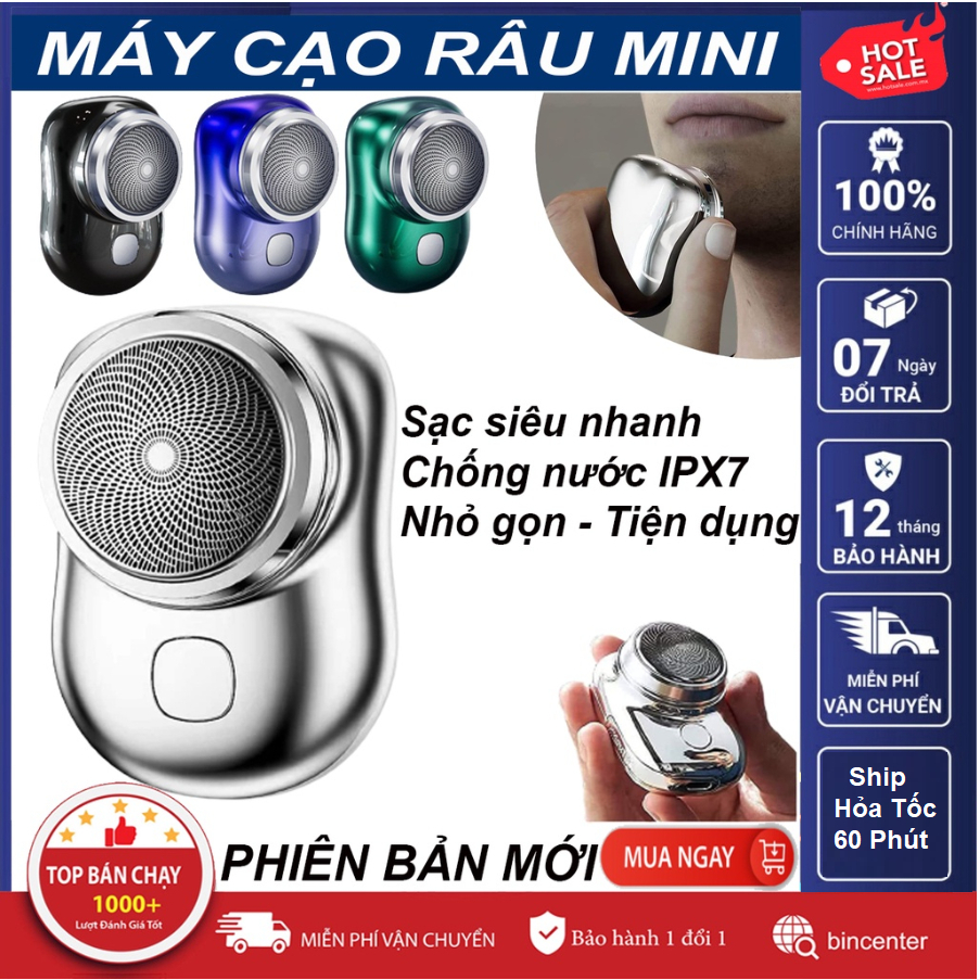 Máy Cạo Râu, 6 Lưỡi Dao Tự Mài, Máy Mini Bản Nâng Cấp 2023, Sạc Pin, Nhỏ Gọn, Chống Thấm Nước - Cao Cấp IPX7 - Tiện Dụng