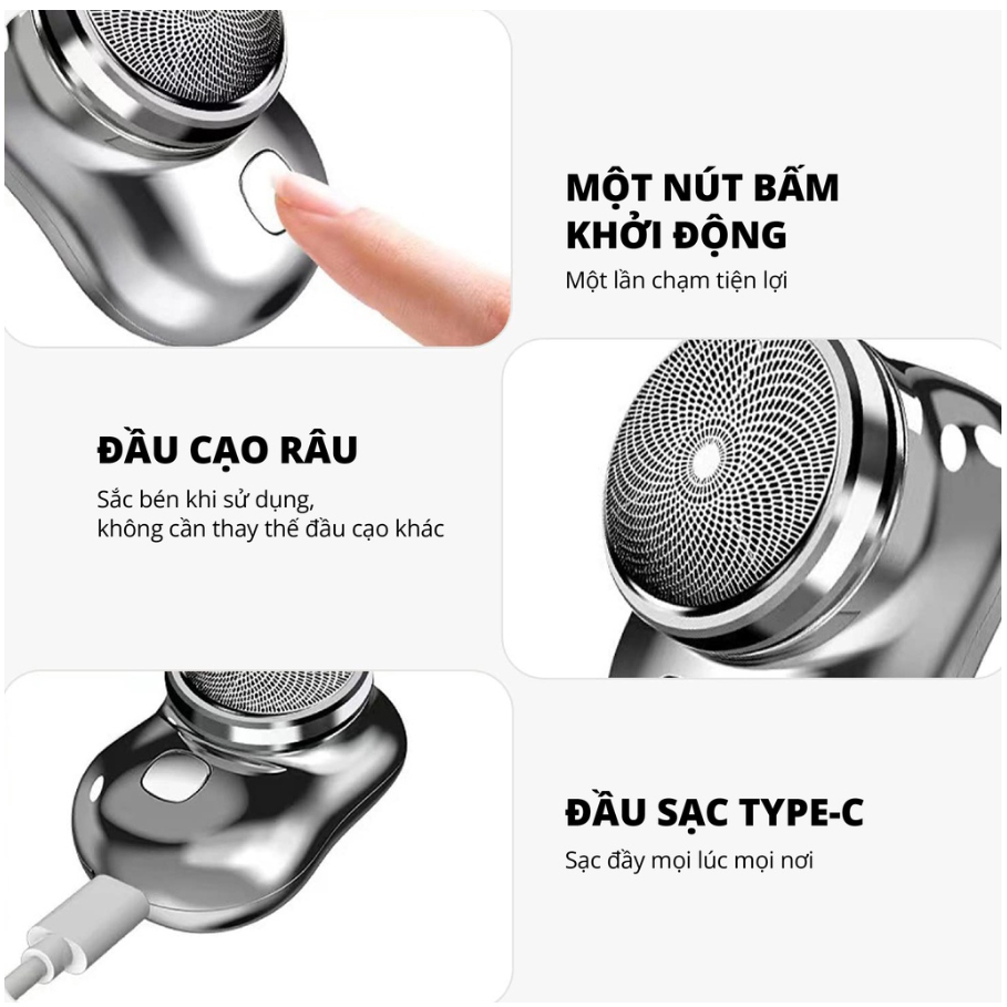 Máy Cạo Râu, 6 Lưỡi Dao Tự Mài, Máy Mini Bản Nâng Cấp 2023, Sạc Pin, Nhỏ Gọn, Chống Thấm Nước - Cao Cấp IPX7 - Tiện Dụng