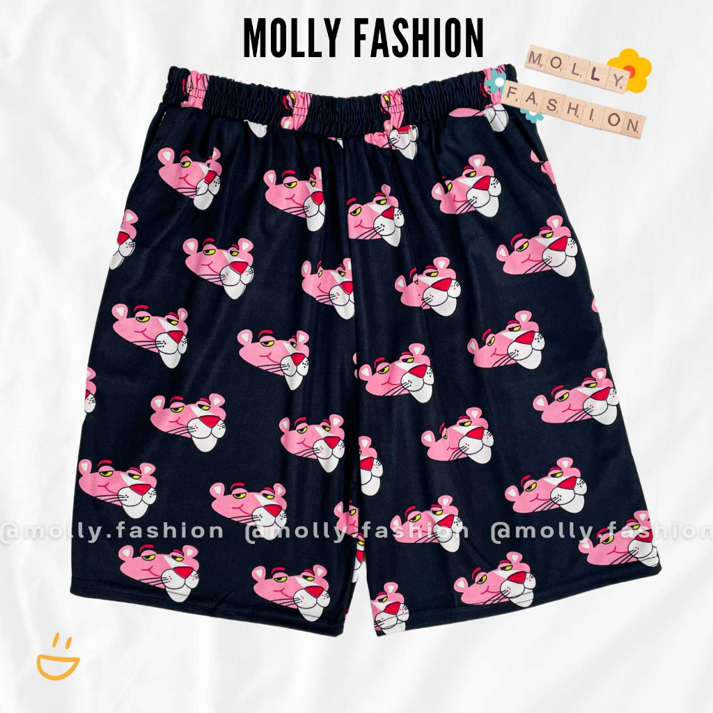 Quần Short hoạt hình Unisex BÁO HỒNG ❤️ Quần đùi nam nữ mặc nhà 38-80kg Molly Fashion | BigBuy360 - bigbuy360.vn