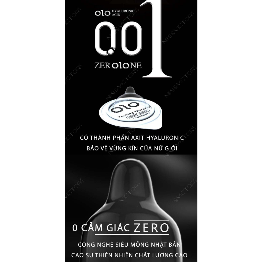 Bao Cao Su Olo Siêu Mỏng 001 Kéo Dài Thời Gian Quan Hệ, Nhiều Gel Bôi Trơn, Truyền Nhiệt - Hộp 10 Cái Có Che Tên Kín Đáo