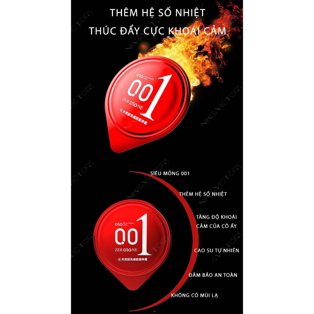 Bao Cao Su Olo Siêu Mỏng 001 Kéo Dài Thời Gian Quan Hệ, Nhiều Gel Bôi Trơn, Truyền Nhiệt - Hộp 10 Cái Có Che Tên Kín Đáo