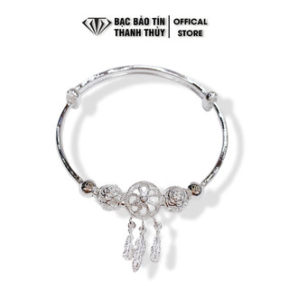 Vòng tay bạc ta Bạc Bảo Tín Thanh Thuỷ,lắc tay bạc ta nguyên chất lông vũ 3.046 chỉ,đường kính 4cm,chỉnh to nhỏ
