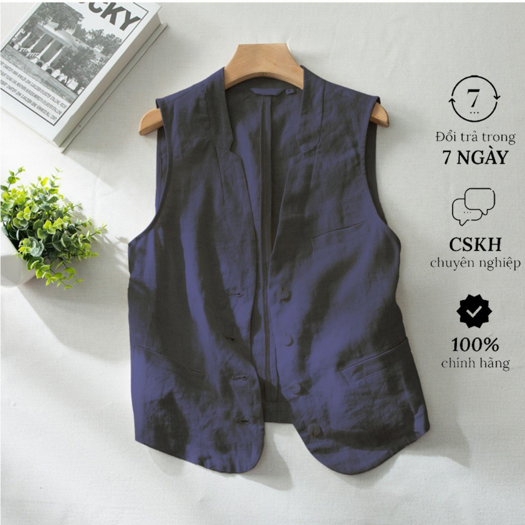 Áo ghile nam, áo vest không tay nam trơn basic, chất liệu LInen cao cấp, phối đồ nam tính DV02