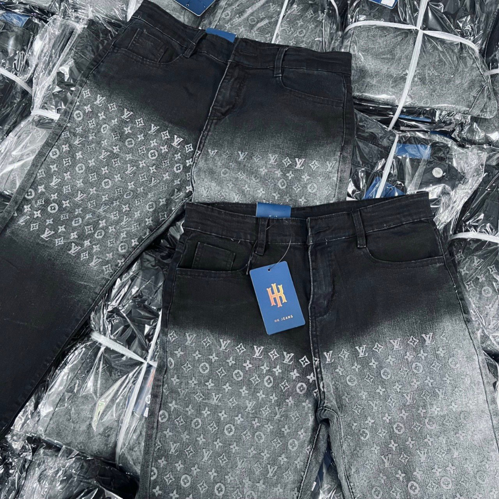 quần bò jean nam đen dài in chữ đẹp mẫu mới hot chất jean co giãn bền màu giá tốt8